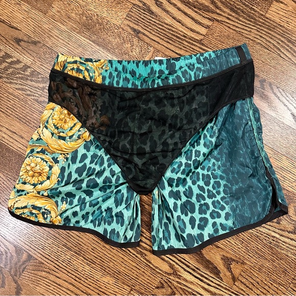 Versace Green/Gold Leopard Swim Shorts - Picture 5 of 6